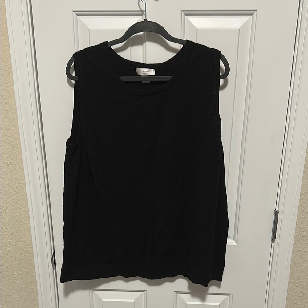 CJ Banks Black Sleeveless Boxy Tank Top